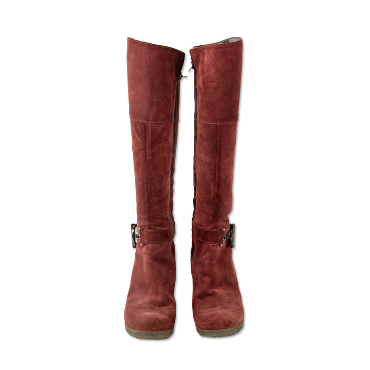 Daniele Tucci Red Suede Knee High Boots