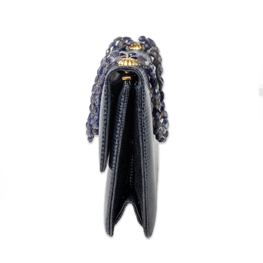 Darby Scott Navy Lizard Necklace Bag