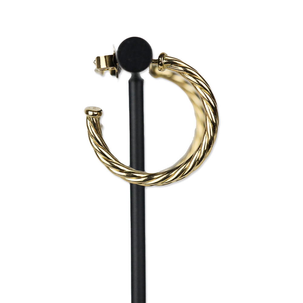 David Yurman 18K Yellow Gold Cablespira Hoop Earrings