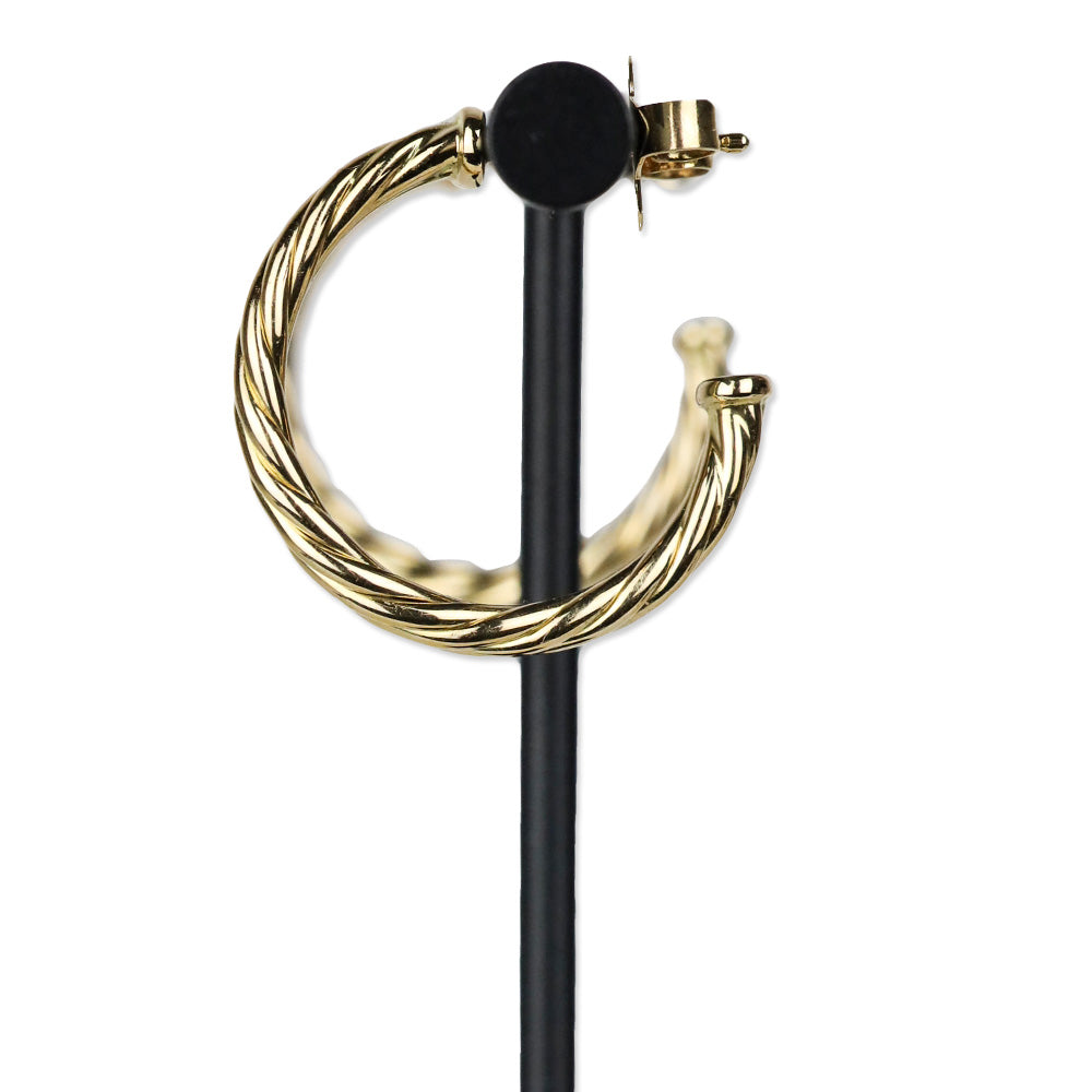 David Yurman 18K Yellow Gold Cablespira Hoop Earrings