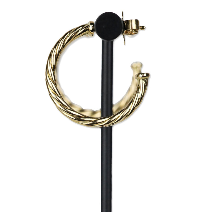 David Yurman 18K Yellow Gold Cablespira Hoop Earrings