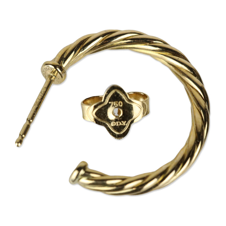 David Yurman 18K Yellow Gold Cablespira Hoop Earrings