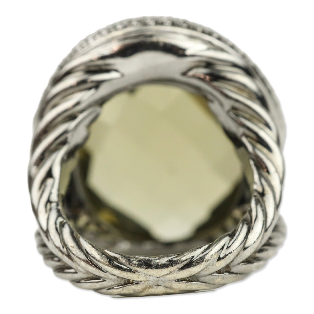 David Yurman Albion Oval Ring in Sterling Silver with Lemon Citrine and Diamonds, 21mm