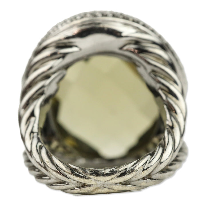 David Yurman Albion Oval Ring in Sterling Silver with Lemon Citrine and Diamonds, 21mm