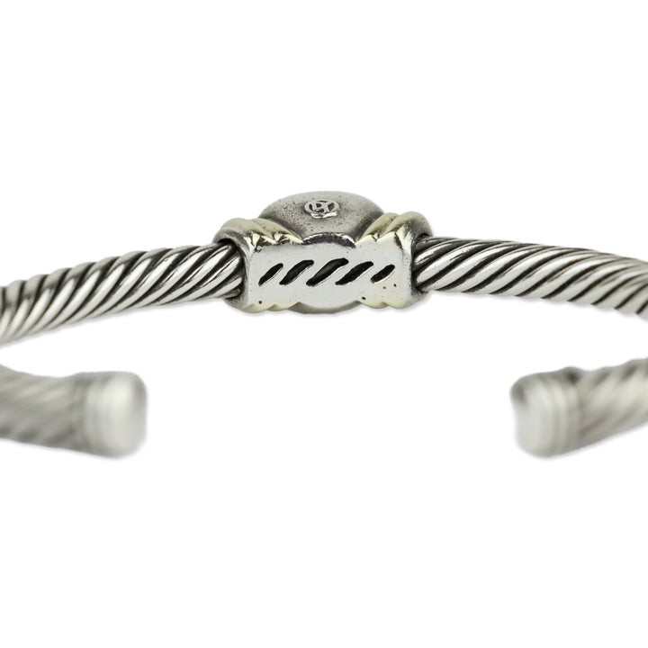David Yurman Blue Topaz 14K Gold and Sterling Silver Noblesse Cuff Bracelet