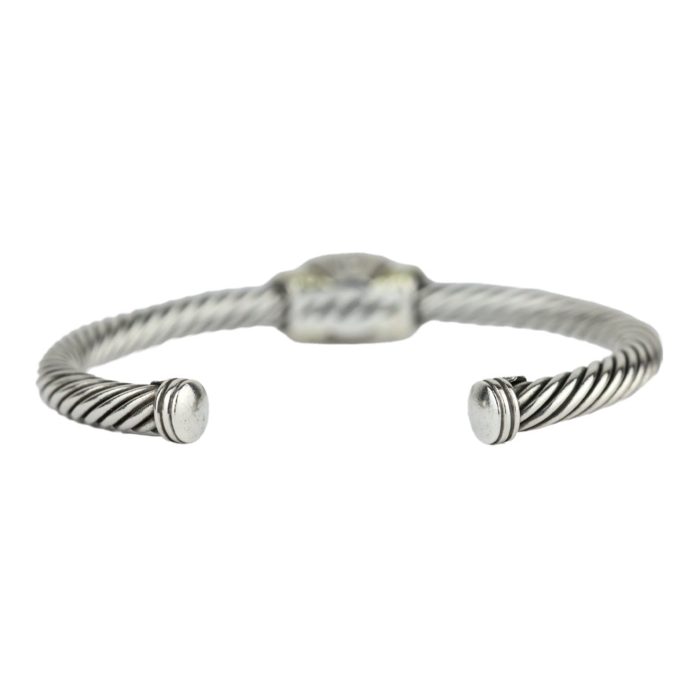 David Yurman Blue Topaz 14K Gold and Sterling Silver Noblesse Cuff Bracelet