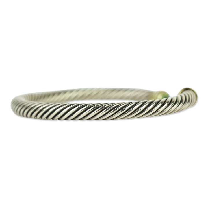 David Yurman Classic Cable Bracelet Sterling Silver with 14K Yellow Gold and Peridot, 5mm
