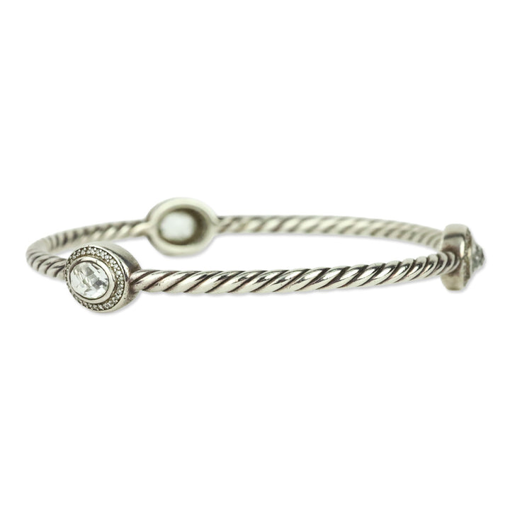 David Yurman Diamond Classics 3-Station Sterling Silver Bangle Bracelet