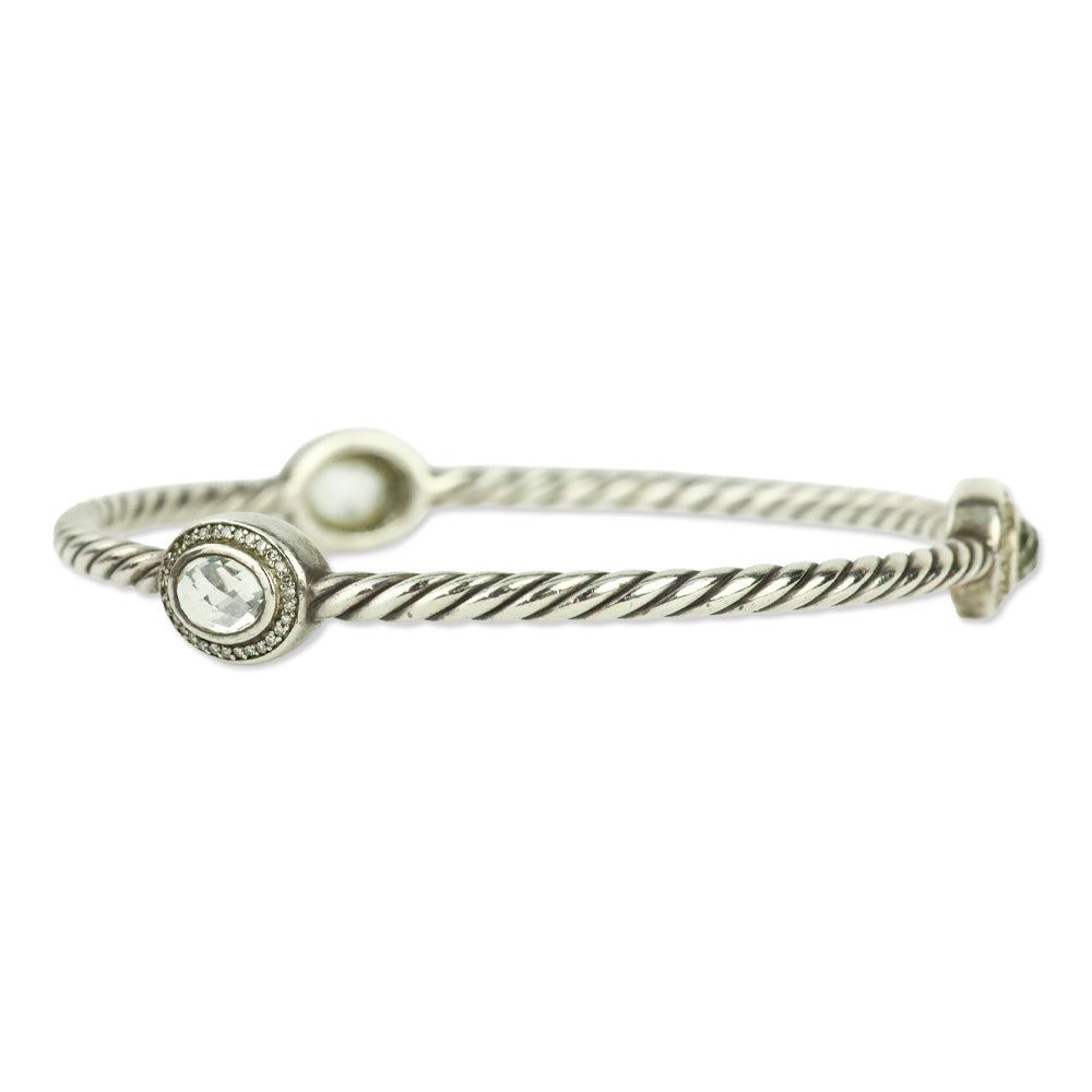 David Yurman Diamond Classics 3-Station Sterling Silver Bangle Bracelet