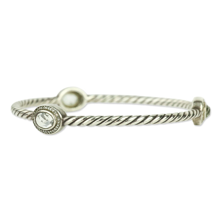 David Yurman Diamond Classics 3-Station Sterling Silver Bangle Bracelet