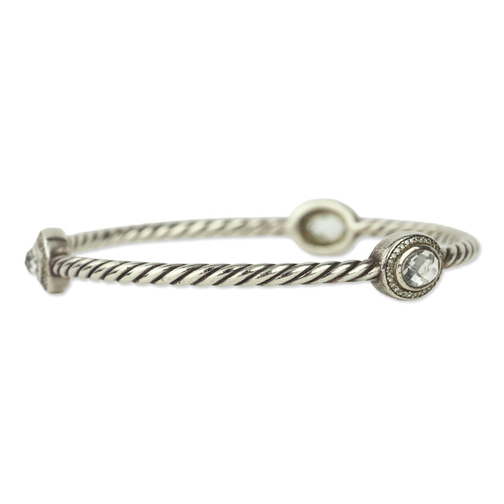 David Yurman Diamond Classics 3-Station Sterling Silver Bangle Bracelet