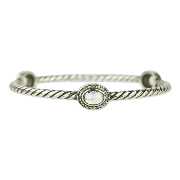 David Yurman Diamond Classics 3-Station Sterling Silver Bangle Bracelet