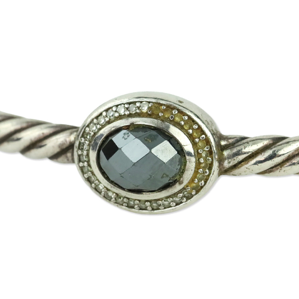 David Yurman Diamond Hematite Classics 3-Station Sterling Silver Bangle Bracelet