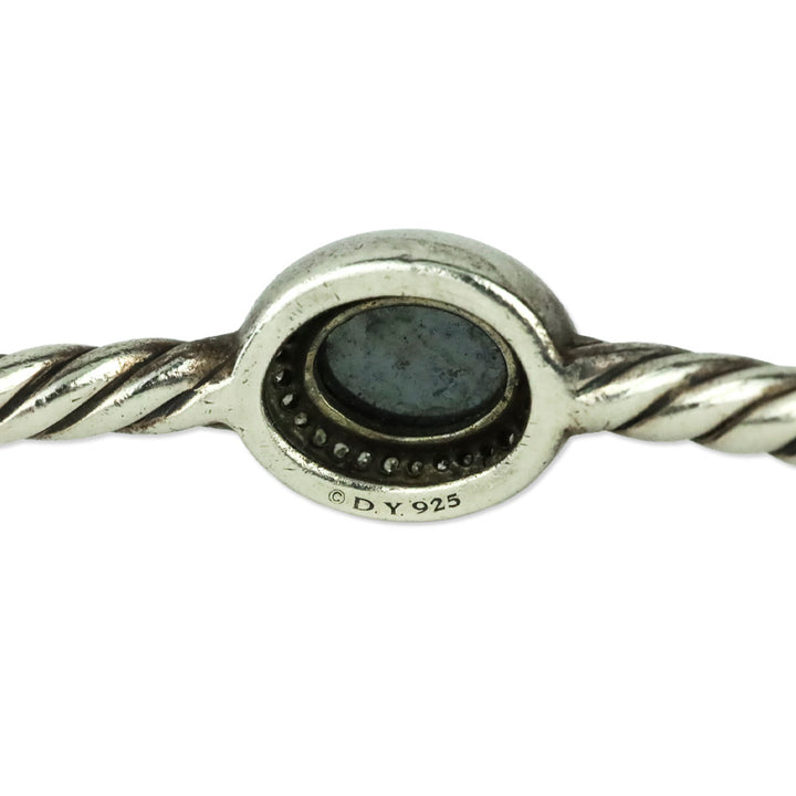 David Yurman Diamond Hematite Classics 3-Station Sterling Silver Bangle Bracelet