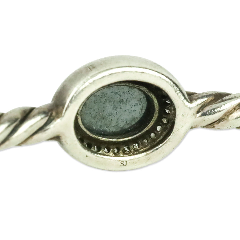 David Yurman Diamond Hematite Classics 3-Station Sterling Silver Bangle Bracelet