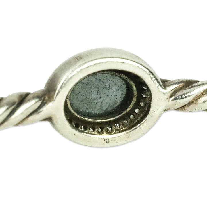 David Yurman Diamond Hematite Classics 3-Station Sterling Silver Bangle Bracelet