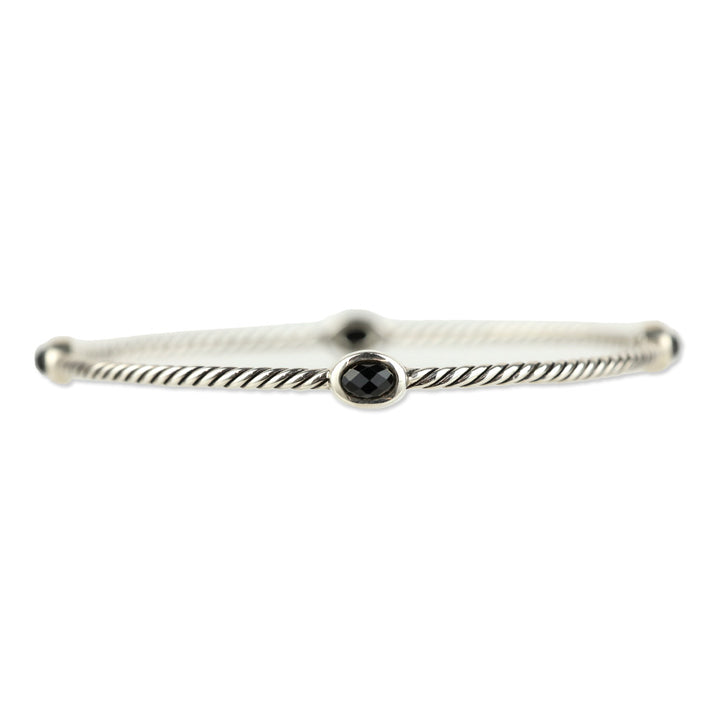 David Yurman Onyx Sterling Silver Classics Four Station Bangle Bracelet Set