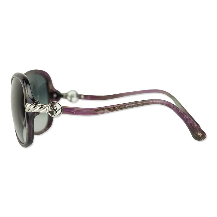 David Yurman Purple Silver Glitter Round Sunglasses