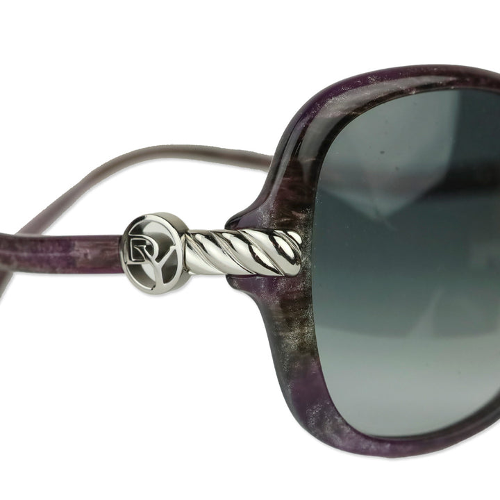 David Yurman Purple Silver Glitter Round Sunglasses