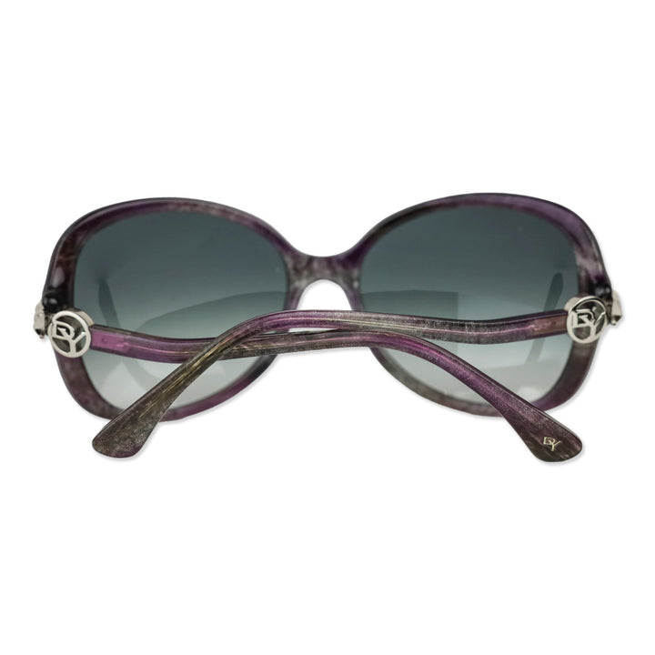 David Yurman Purple Silver Glitter Round Sunglasses