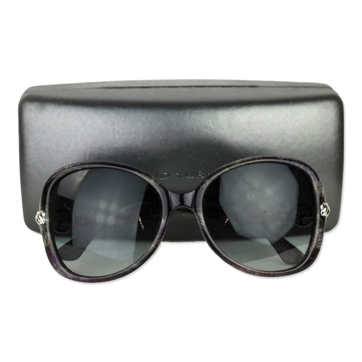 David Yurman Purple Silver Glitter Round Sunglasses