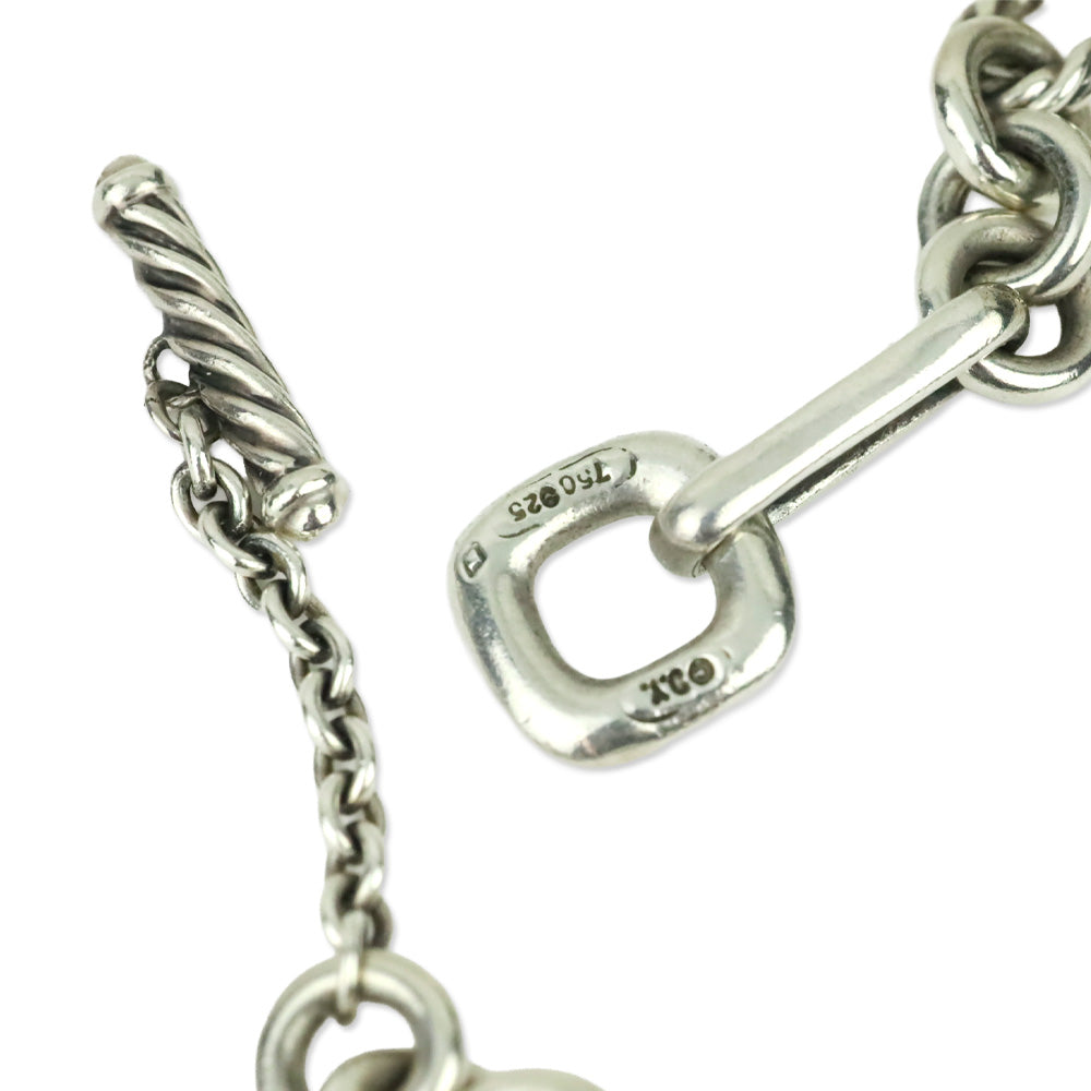 David Yurman Sterling Silver 18K Gold Onyx Bijoux Figaro Station Chain Link Necklace