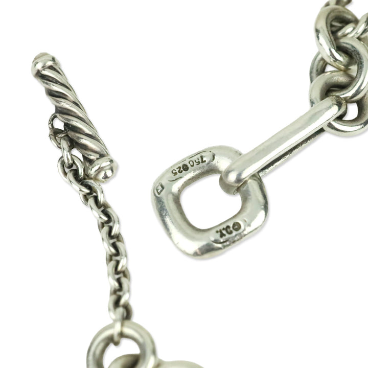 David Yurman Sterling Silver 18K Gold Onyx Bijoux Figaro Station Chain Link Necklace