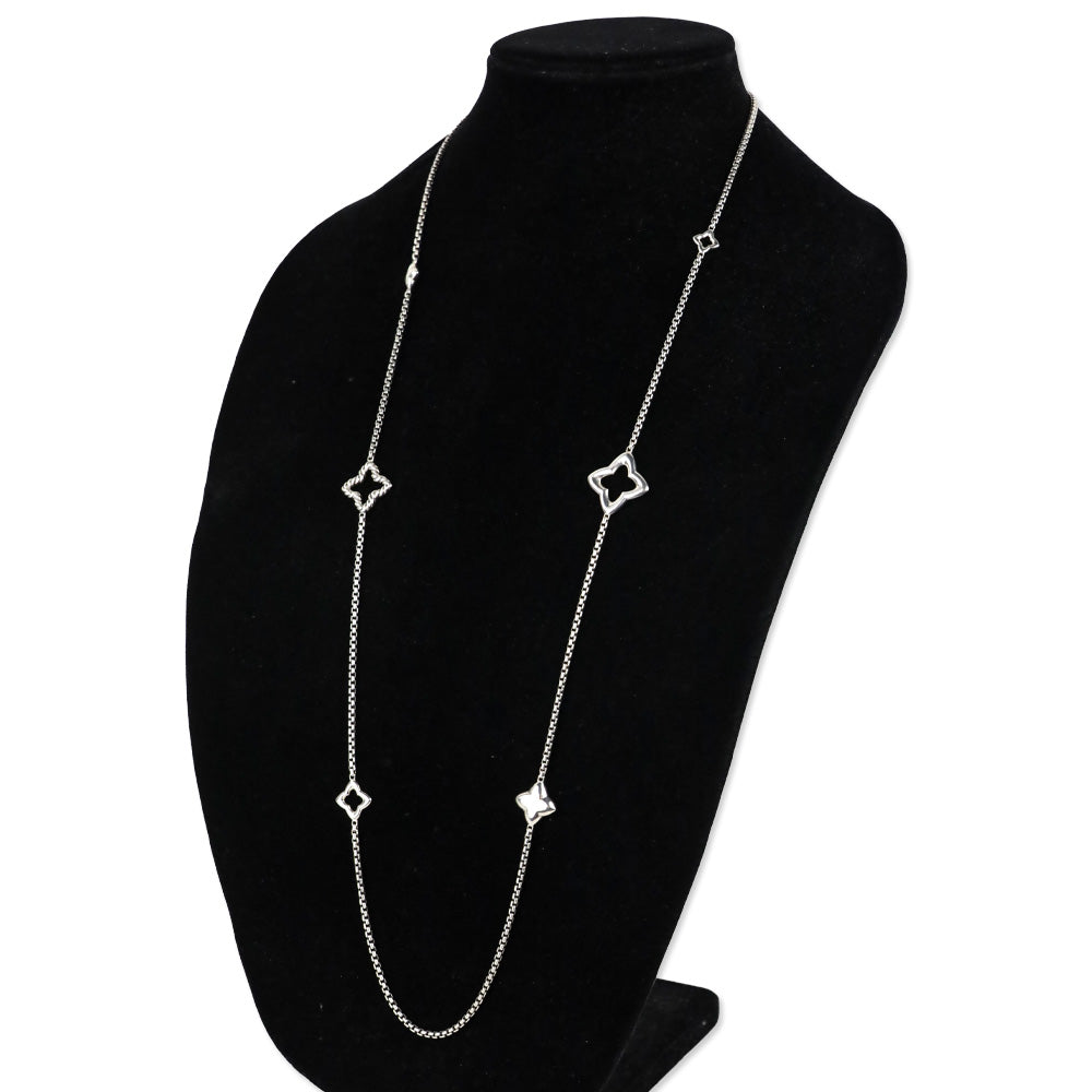 David Yurman Sterling Silver Quatrefoil Station Chain Necklace