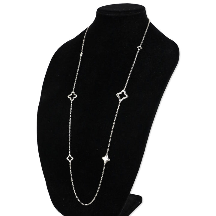 David Yurman Sterling Silver Quatrefoil Station Chain Necklace