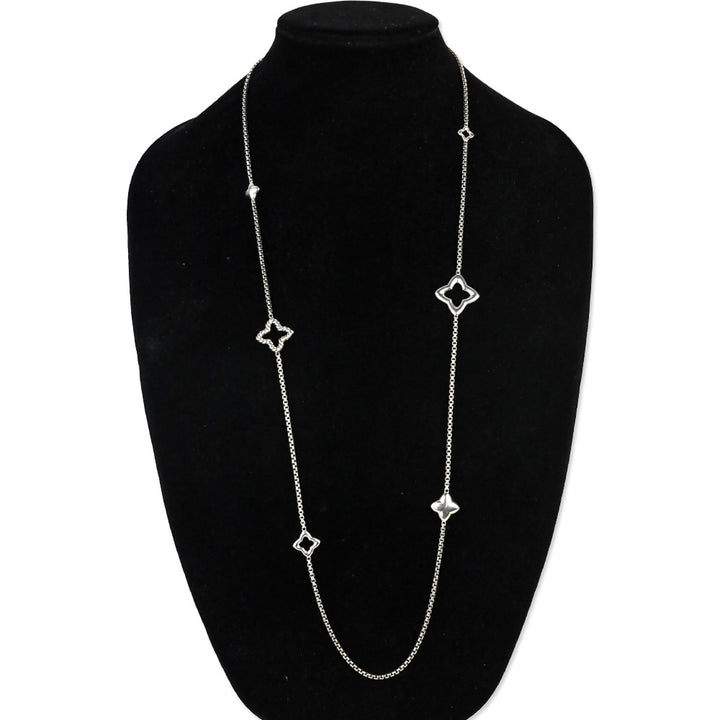 David Yurman Sterling Silver Quatrefoil Station Chain Necklace