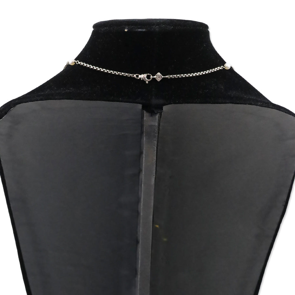 David Yurman Sterling Silver & 14k Gold Pearl Logo Station Box Chain Necklace