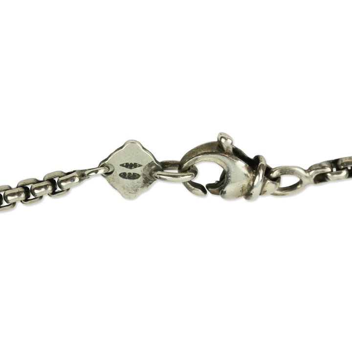 David Yurman Sterling Silver & 14k Gold Pearl Logo Station Box Chain Necklace