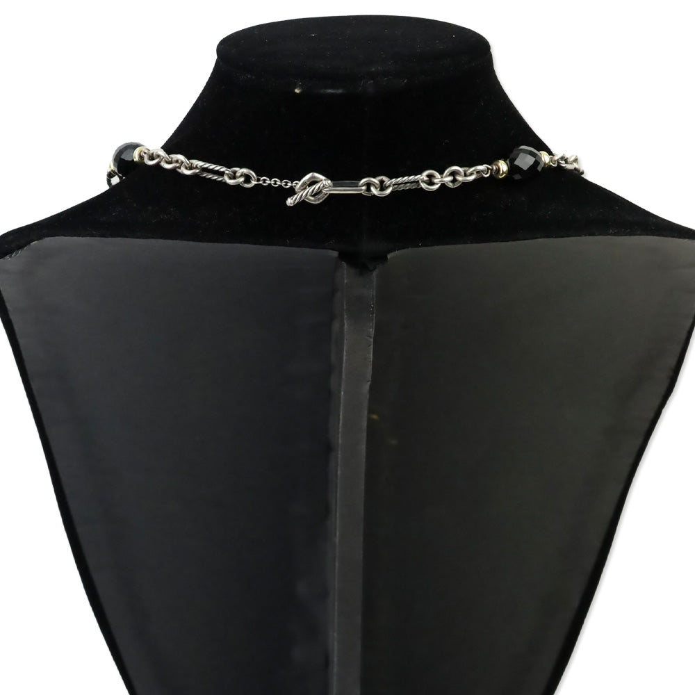 David Yurman Sterling Silver & 18K Gold Onyx Bijoux Figaro Station Chain Link Long Necklace