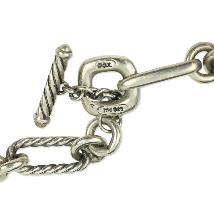 David Yurman Sterling Silver & 18K Gold Onyx Bijoux Figaro Station Chain Link Long Necklace