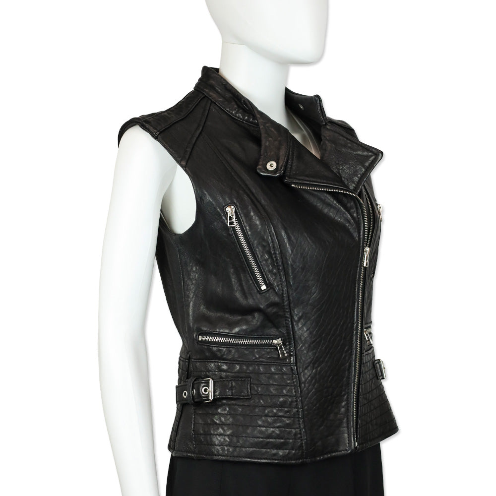 Dawn Levy Black Leather Motorcycle Vest