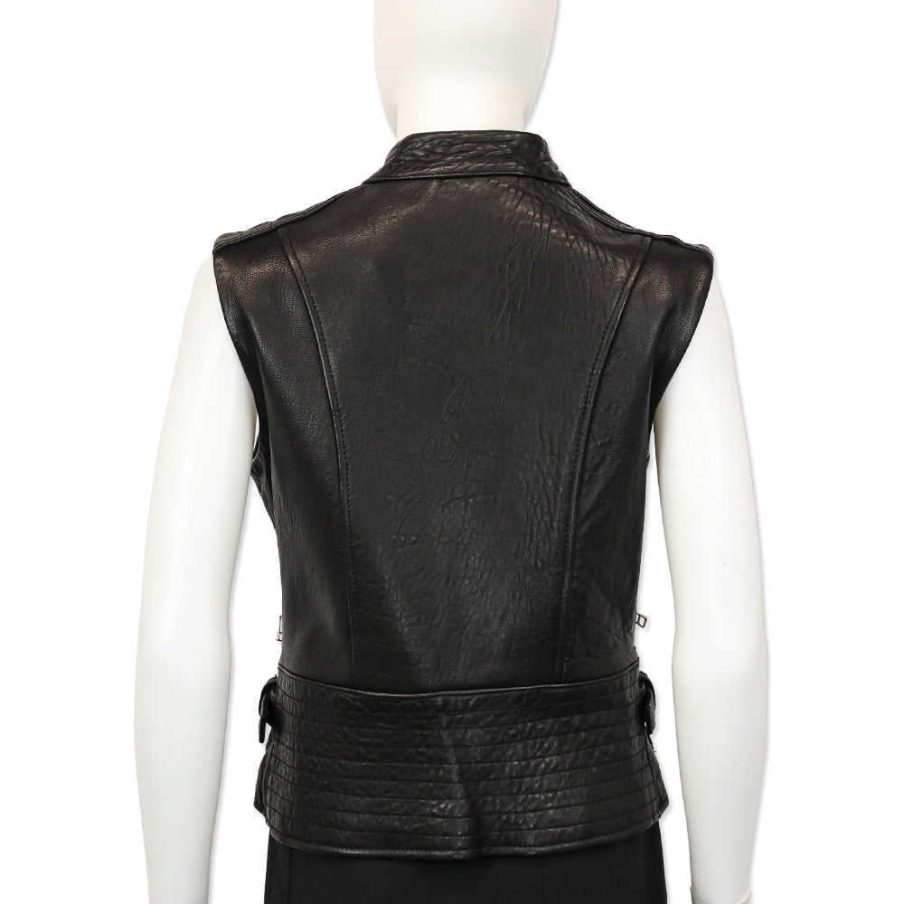 Dawn Levy Black Leather Motorcycle Vest