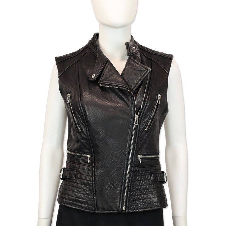Dawn Levy Black Leather Motorcycle Vest