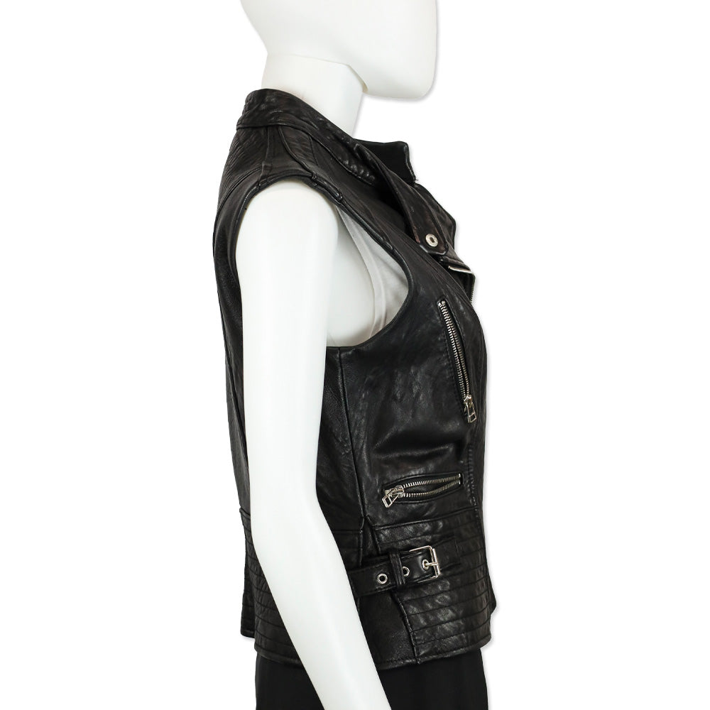 Dawn Levy Black Leather Motorcycle Vest