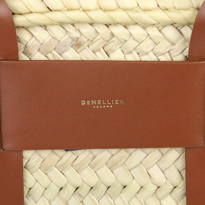 DeMellier Mini Santorini Raffia & Tan Leather Basket Bag