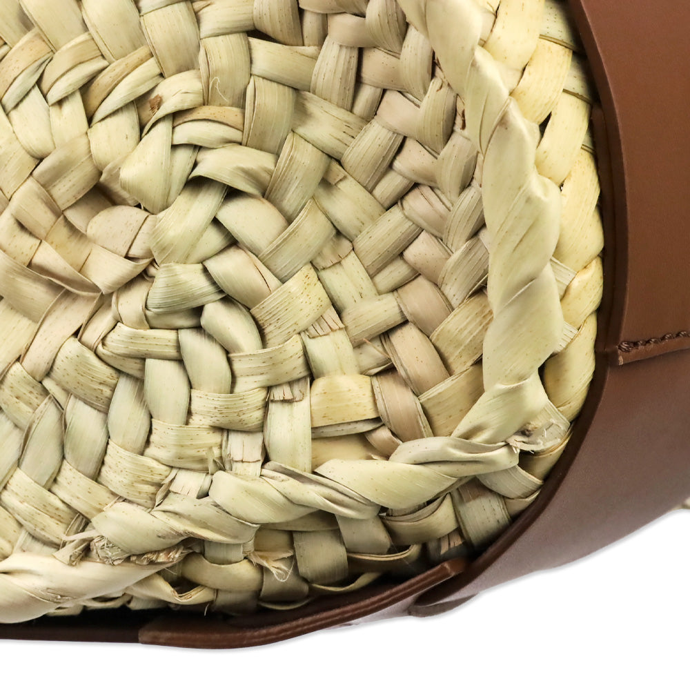 DeMellier Mini Santorini Raffia & Tan Leather Basket Bag