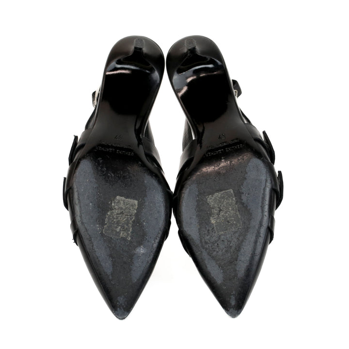 Pierre Hardy Black Leather Studded Slingback Pumps
