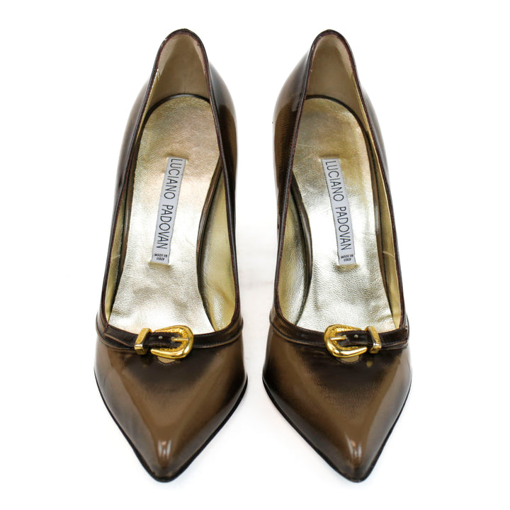 Luciano Padovan Brown Ombré Patent Leather Pumps