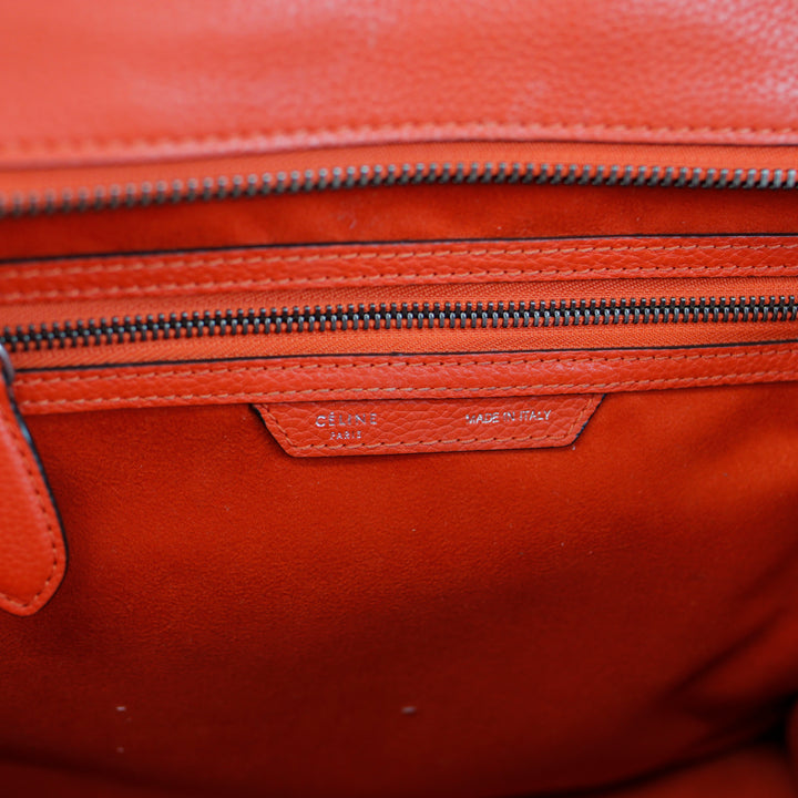 Celine Orange Leather Medium Phantom Luggage Tote Bag