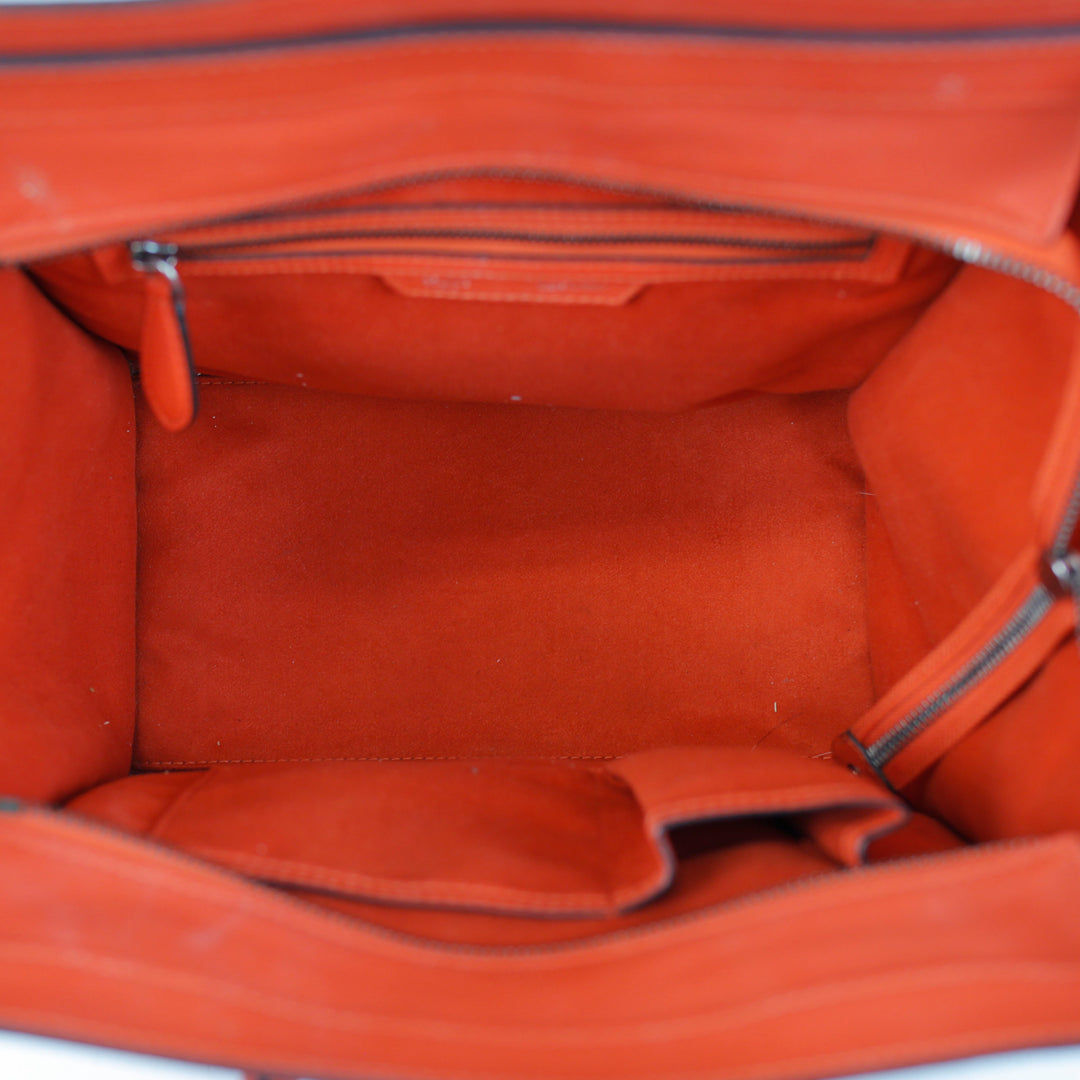 Celine Orange Leather Medium Phantom Luggage Tote Bag