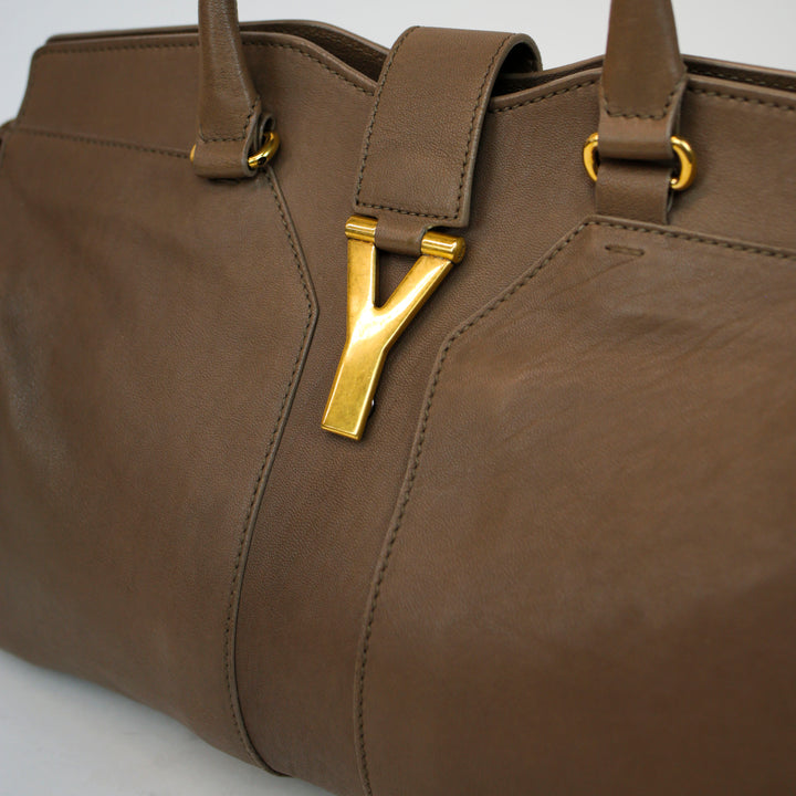 Yves Saint Laurent Taupe Leather Cabas Chyc Tote Bag