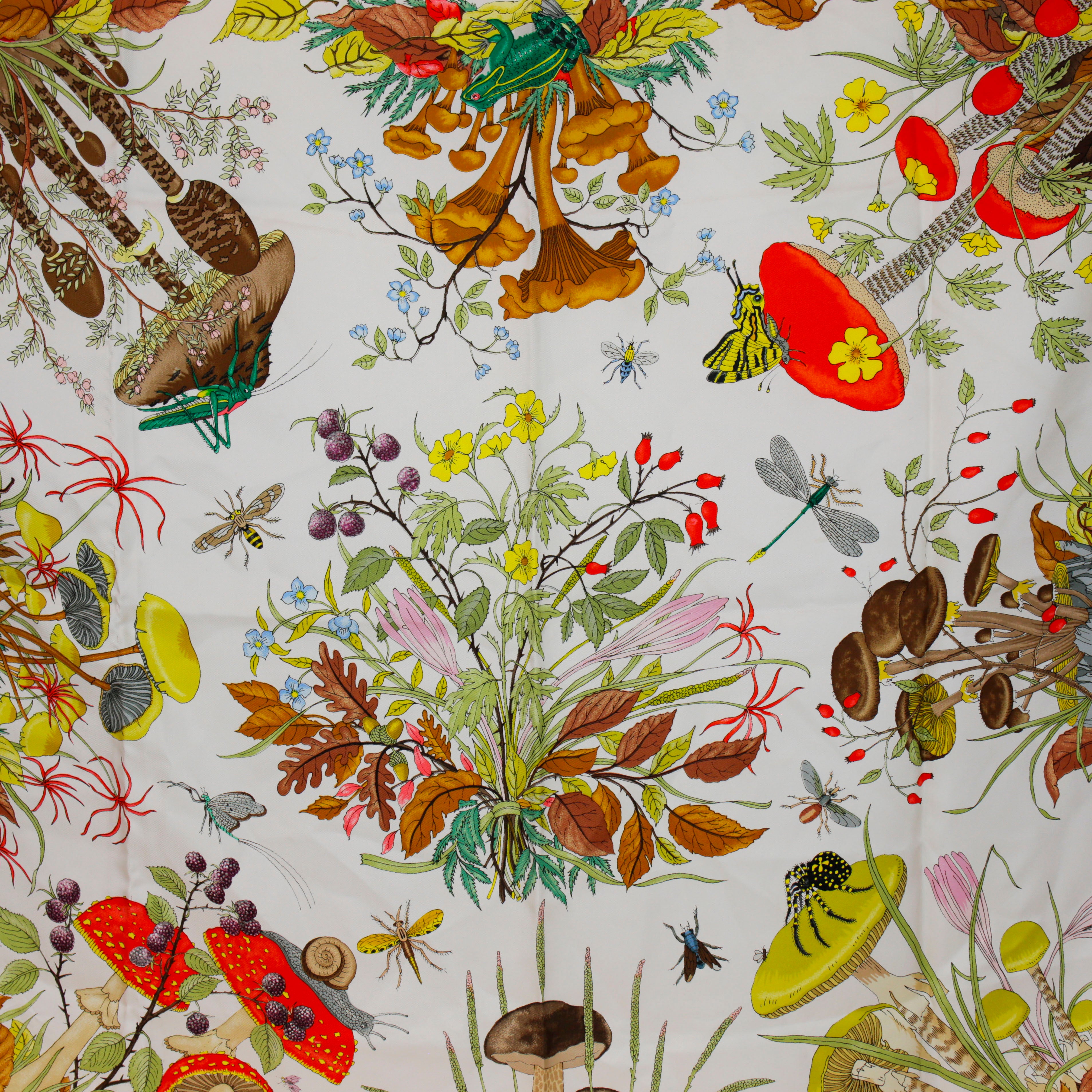 Gucci Vintage V. ACCORNERO シルクスカーフ Gucci Vintage V. Accornero Silk Funghi Mushroom Scarf
