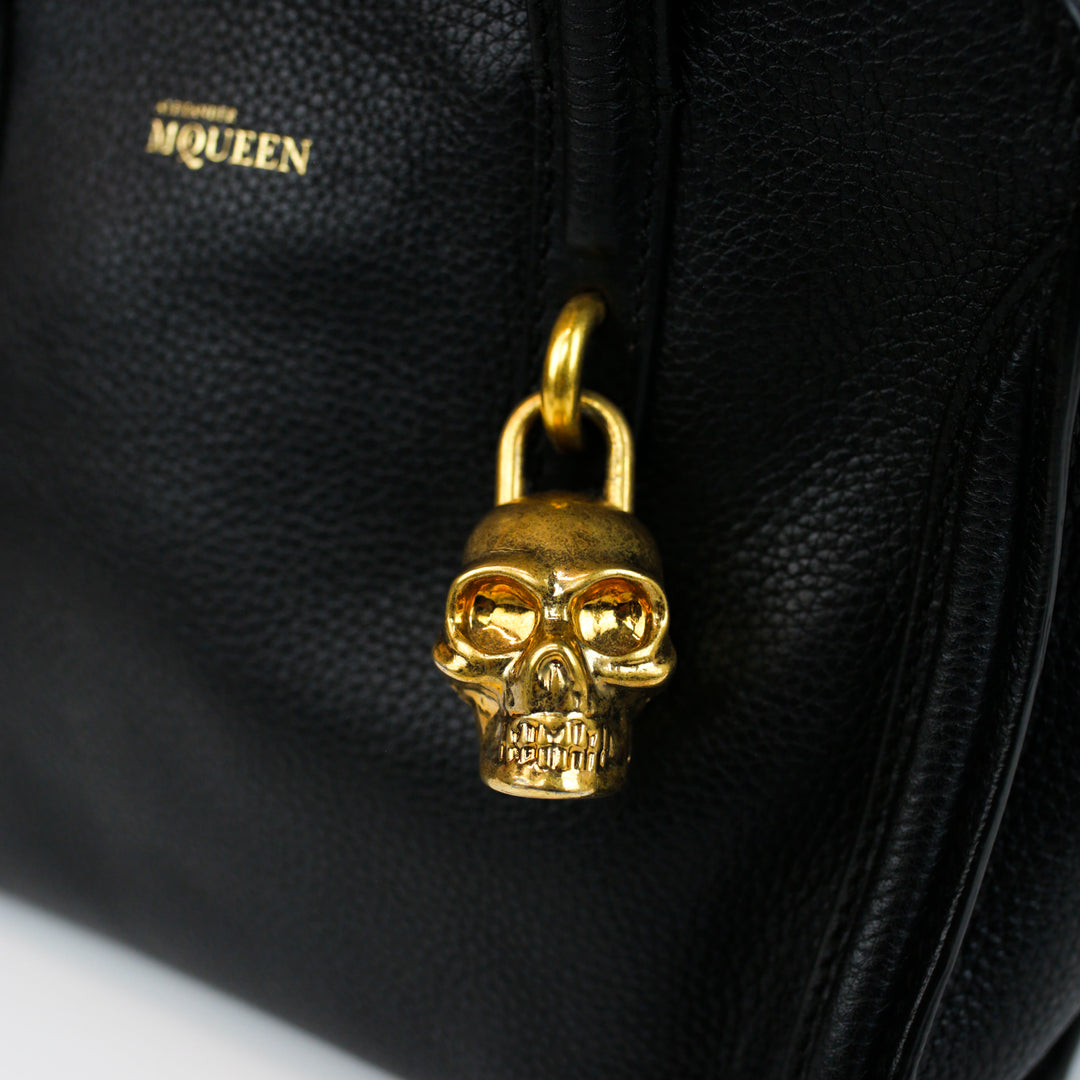 Alexander McQueen Black Leather Mini Padlock Tote Bag