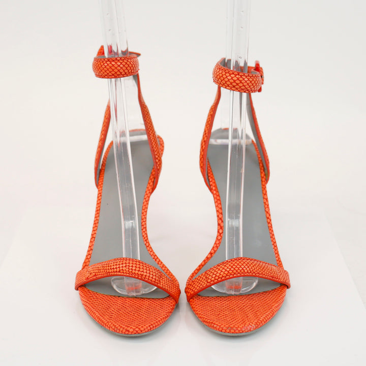 Alexander Wang Orange Embossed Leather Ankle Strap Sandals