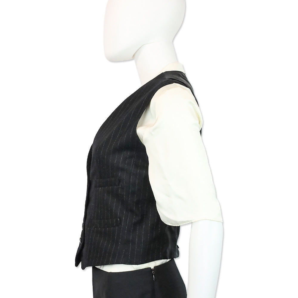 Denim & Supply Ralph Lauren Black Pinstripe Wool-Blend Vest