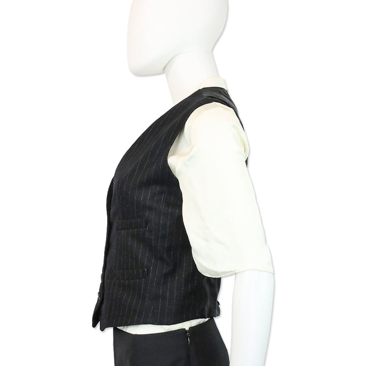 Denim & Supply Ralph Lauren Black Pinstripe Wool-Blend Vest